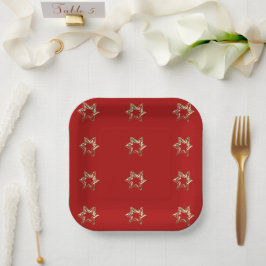 Elegant Starry Mönster Modern Red och Guld