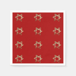 Elegant Starry Mönster Modern Red och Guld Pappersservett