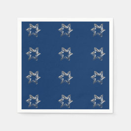 Elegant Starry Mönster Stars Silver Grått Blue Pappersservett