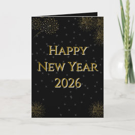 Elegant Starry New Year 2026 Folded Holiday Card Helgkort