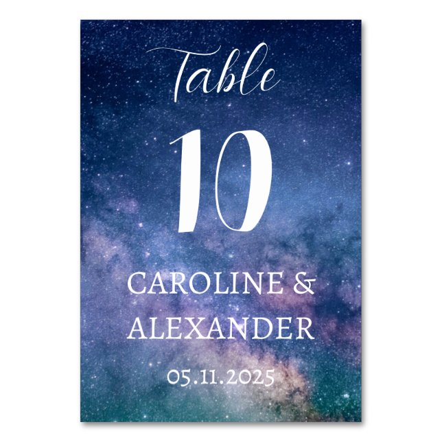 Elegant Starry Night Constellation Galaxy Modern Bordsnummer (Framsidan)