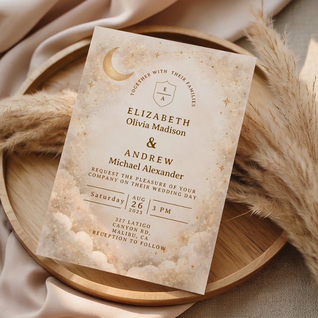 Elegant Starry Night Wedding Inbjudningar (Skapare uppladdad)