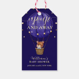 Elegant Stars Bear Luftballong Boy Shower Presentetikett