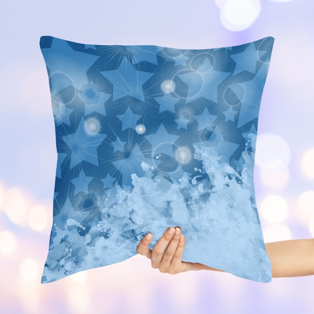 Elegant Stars mönster Classic Blue Modern Kudde (Skapare uppladdad)