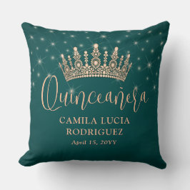 Elegant Stars Ro Guld Quinceañera Grönt Keepsaké Kudde