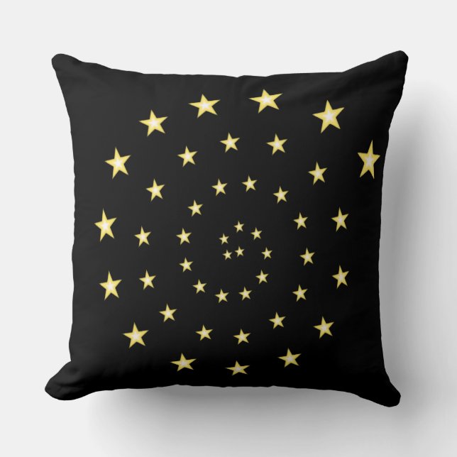 Elegant Stars Spiral på Black Kudde (Framsida)