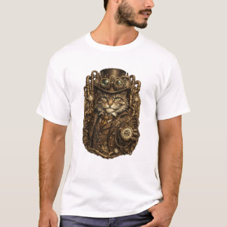 Elegant Steampunk Katt | Viktoriansk Mekanisk T Shirt