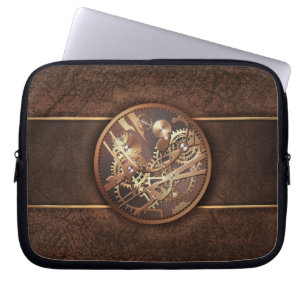 elegant steampunk utrustar guldbrunt laptop sleeve