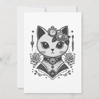 Elegant Steampunk Victorian Cat Inbjudningar