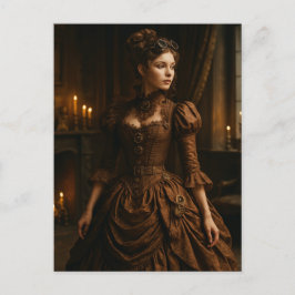 Elegant Steampunk Victorian Dam i Brown Vykort