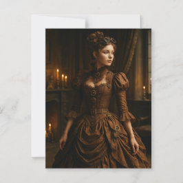 Elegant Steampunk Victorian Dam i Brown Vykort