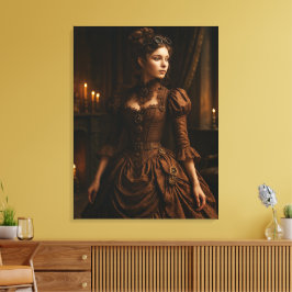 Elegant Steampunk Victorian dam i brunt Canvastryck