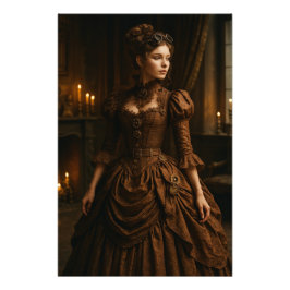 Elegant Steampunk Victorian dam i brunt Fototryck