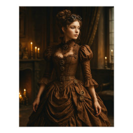 Elegant Steampunk Victorian dam i brunt Fototryck