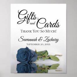 Elegant Steel Blue Ro Gifts & Cards Bröllop Sign Poster
