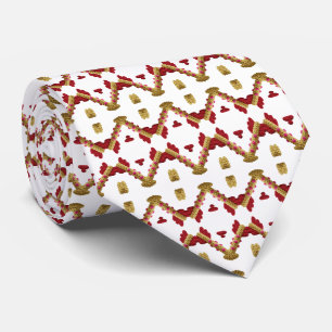 Elegant stickad halsduk med röda och guld Mönster, Slips