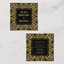 Elegant Stilfull Art Deco Guld Svart Vintage 1930 Fyrkantigt Visitkort