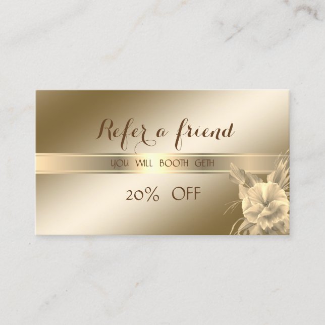 Elegant Stilfull, Blank, Blomma  Referral-kort Rabattkort (Framsida)