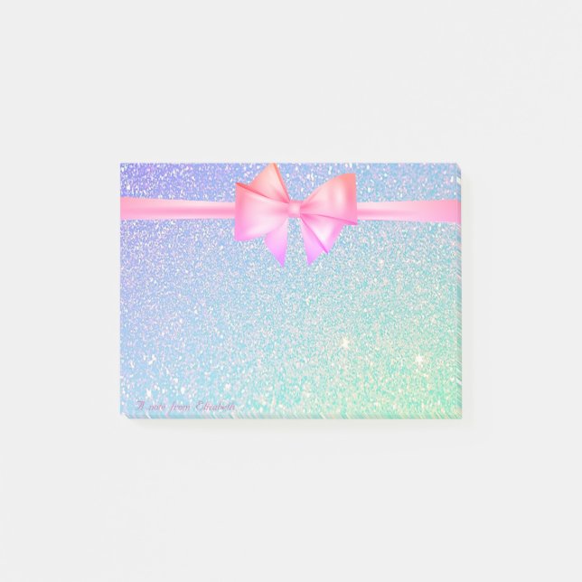 Elegant Stilfull, Bow,Glitterig Post-it Block (Framsida)