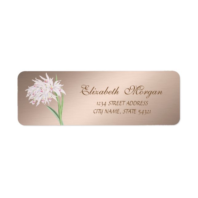 Elegant Stilfull Chic Blomma   Adress Returadress Etikett (Framsidan)