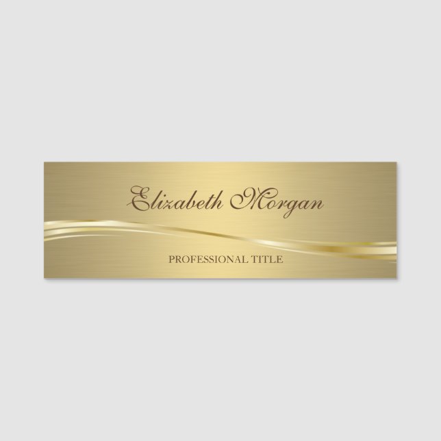 Elegant Stilfull Chic Guld Namnbricka (Framsida)
