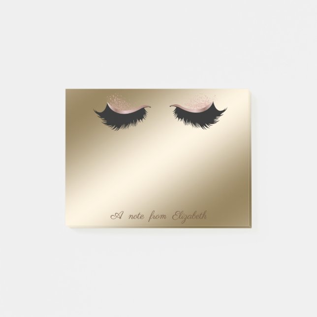 Elegant Stilfull, Feminint, Guld, Falska ögonfrans Post-it Block (Framsida)