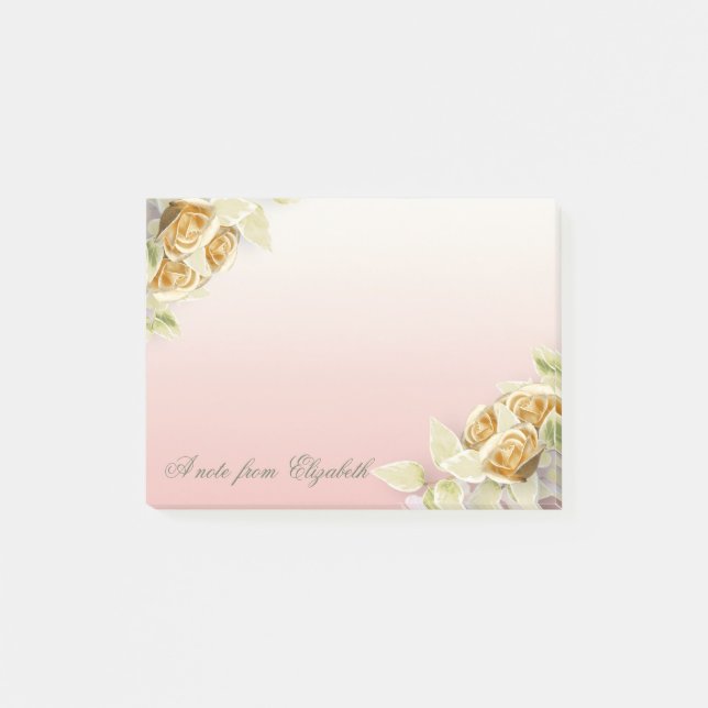Elegant Stilfull Flickaktig, Falska Guldrosor Post-it Block (Framsida)