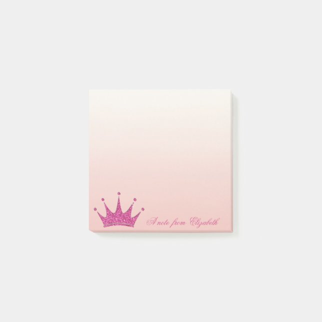 Elegant Stilfull Flickaktig, Glittrig Tiara Post-it Block (Framsida)