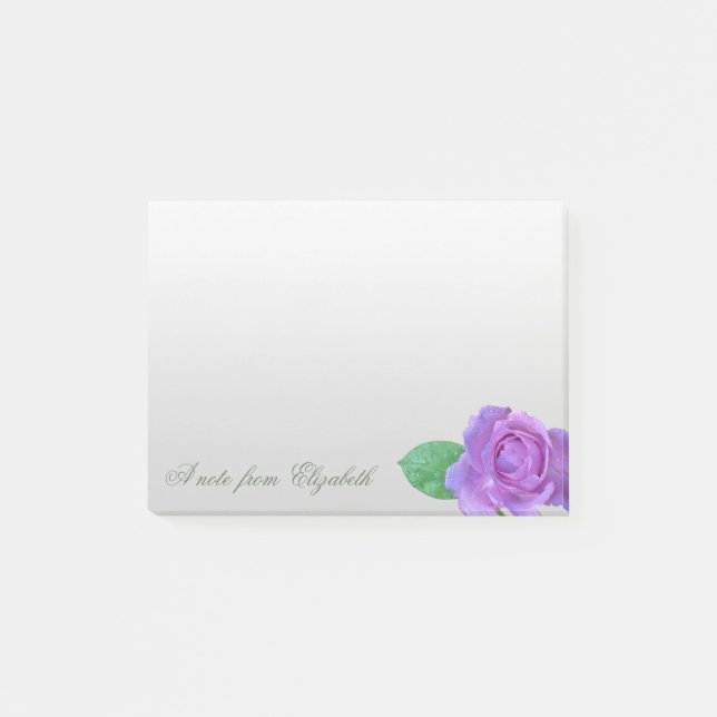 Elegant Stilfull Flickaktig ,Lila Ros Post-it Block (Framsida)