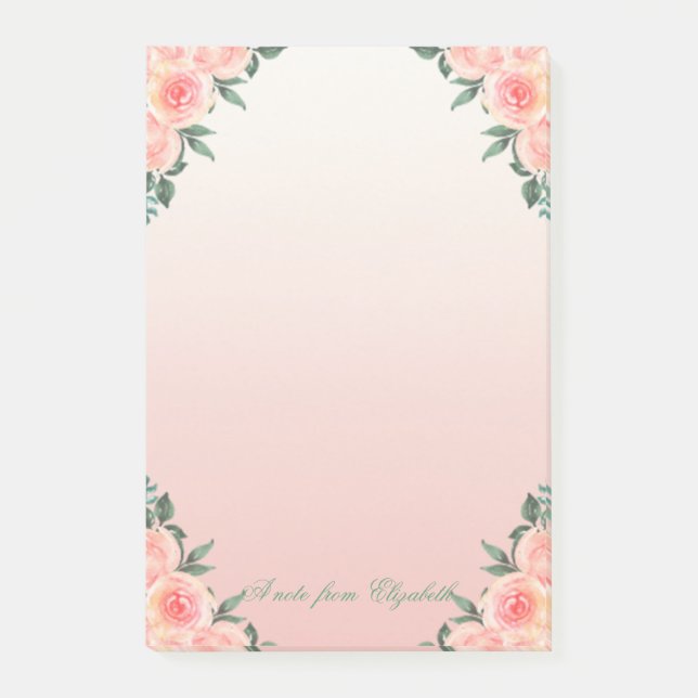 Elegant Stilfull Flickaktig, Rosor Blommig Post-it Block (Framsida)