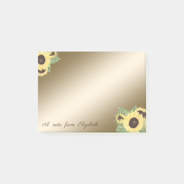 Elegant Stilfull,Flickaktig, Solrosor Post-it Block (Framsida)