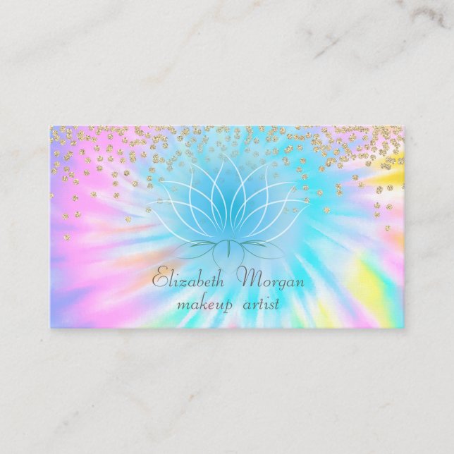 Elegant Stilfull Glänsande Diamanter Lotus Tie Dye Visitkort (Framsida)