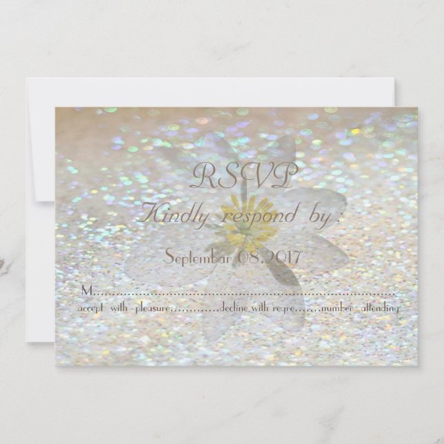 Elegant Stilfull, Glittrig, Margareta Bröllop RSVP Inbjudningar (Framsida)