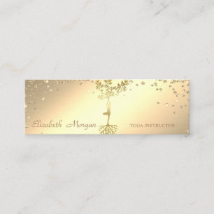 Elegant Stilfull Guld Diamanter Träd Silhuett Mini Visitkort