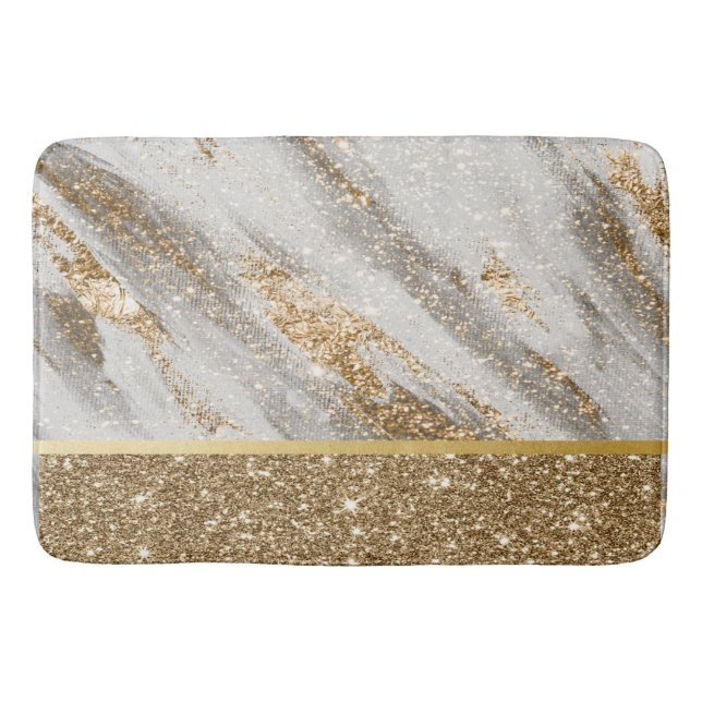 Elegant Stilfull Guld Glitter Blank Badrumsmatta (Framsidan)