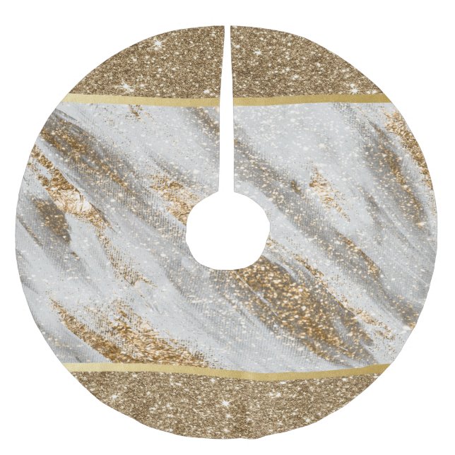 Elegant Stilfull Guld Glitter Blank Julgransmatta Borstad Polyester (Framsidan)