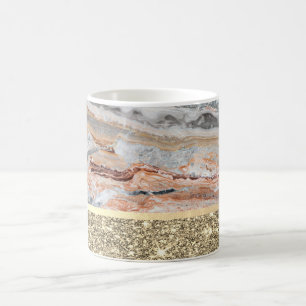 Elegant Stilfull Guld Glitter Blank Marmor Sten Kaffemugg
