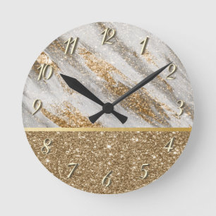 Elegant Stilfull Guld Glitter Blank Rund Klocka