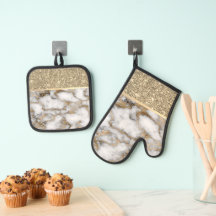 Elegant Stilfull Guld Glitter Blank Vit Marmor