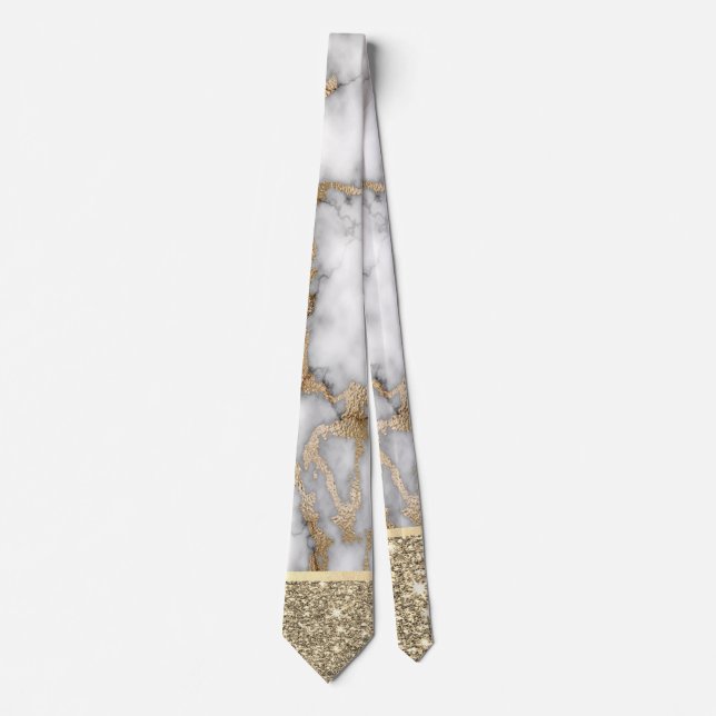 Elegant Stilfull Guld Glitter Blank Vit Marmor Slips (Framsida)