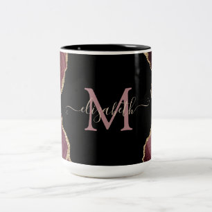 Elegant Stilfull Guld Glitter Burgunder Agat Två-Tonad Mugg