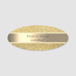 Elegant Stilfull Guld Glitter Pärlor Namnbricka