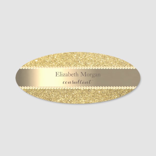 Elegant Stilfull Guld Glitter Pärlor Namnbricka (Framsida)
