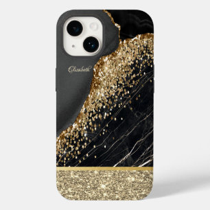 Elegant Stilfull Guld Glitter Sequins Svart Marmor