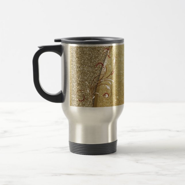 Elegant Stilfull Guld Glitter Virvel -Personlig Resemugg (Vänster)