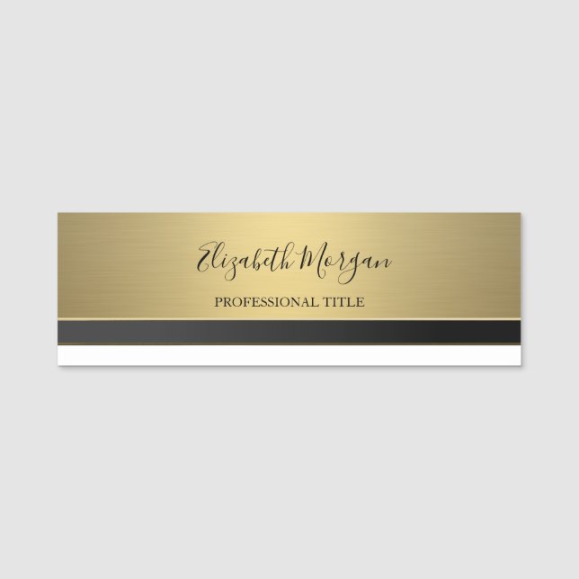 Elegant Stilfull Guld Namnbricka (Framsida)