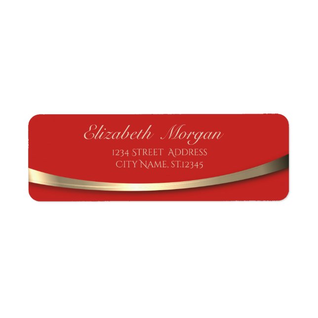 Elegant Stilfull, Guld, Röd Returadress Etikett (Framsidan)