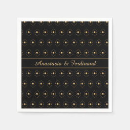 Elegant Stilfull Guld Svart Mönster Personlig Pappersservett