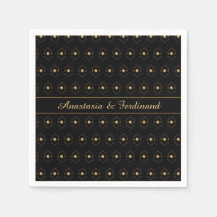 Elegant Stilfull Guld Svart Mönster Personlig Pappersservett