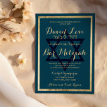 Elegant Stilfull Lila Blå Guld Bar Mitzvah Inbjudningar<br><div class="desc">Denna eleganta, stilfulla och moderna lila blå och guld Bar Mitzvah-inbjudan är den perfekta designen för din son. Denna lyxiga guld- och blåinbjudan är perfekt för alla stiliga och sofistikerade unga män och gör en trendig och stilfull fest. Anpassa denna design med ditt eget meddelande, med hebreiskt namn och personlig...</div>